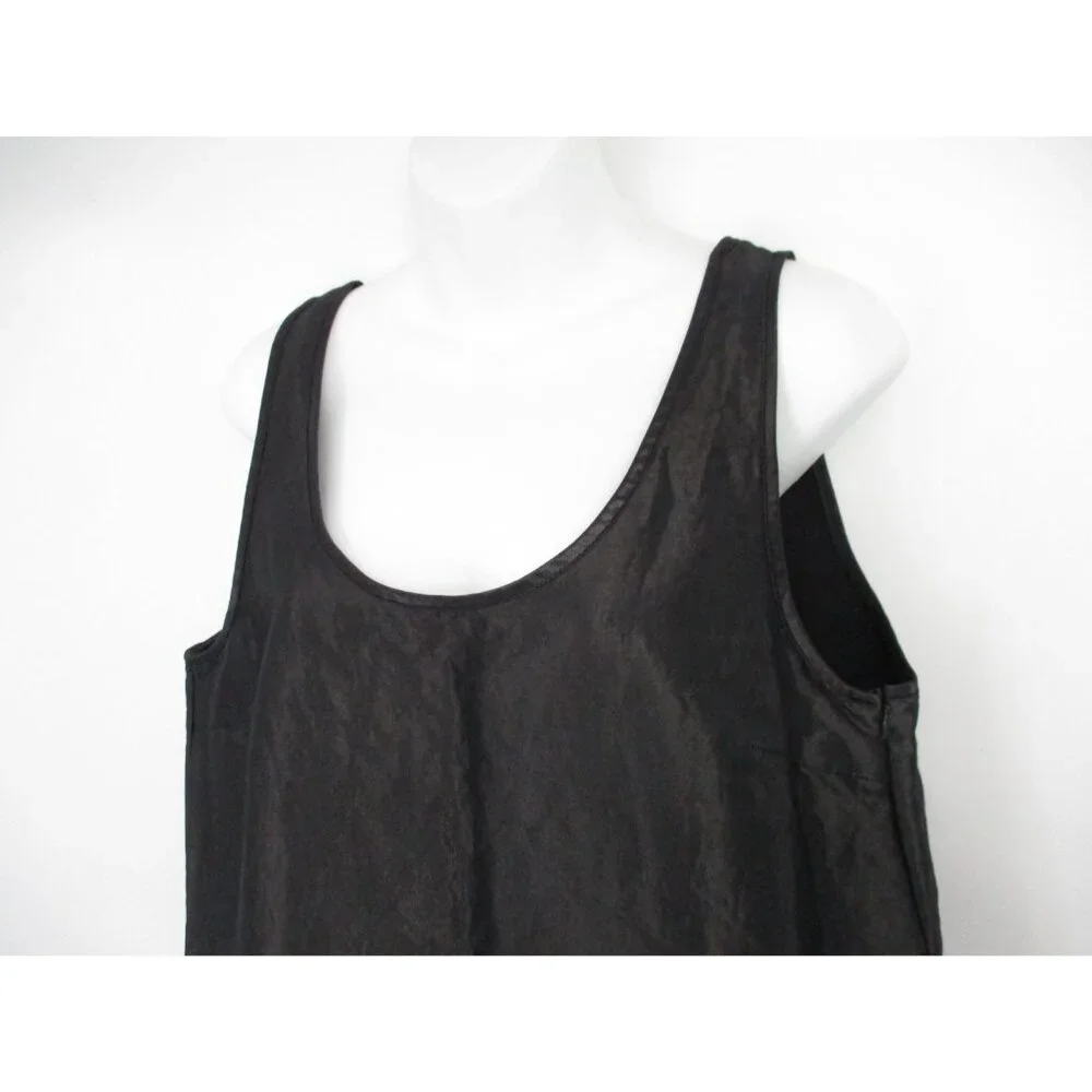 Zara Black Mini Dress Satin Effect Womens XL Sleeveless